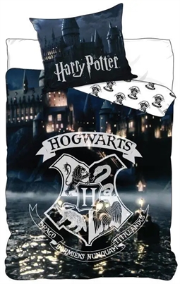 Harry Potter sengetøj - 150x210 cm - Hogwarts - 2 i 1 sengesæt - 100% bomuld